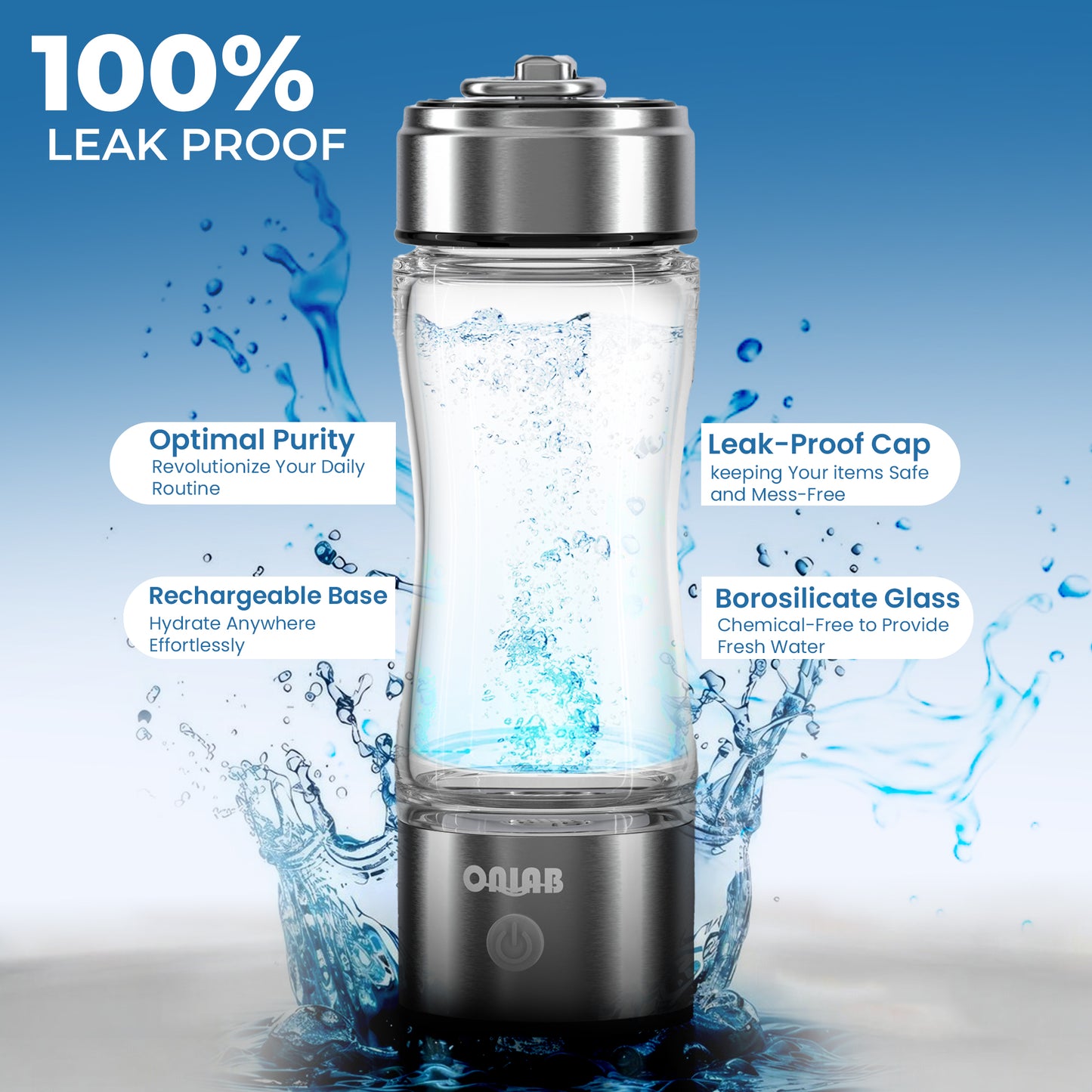 Advanced Hydrogen Water Bottle, Improves Water Quality in 3 Minutes 4000 PPB Stylish and Portable